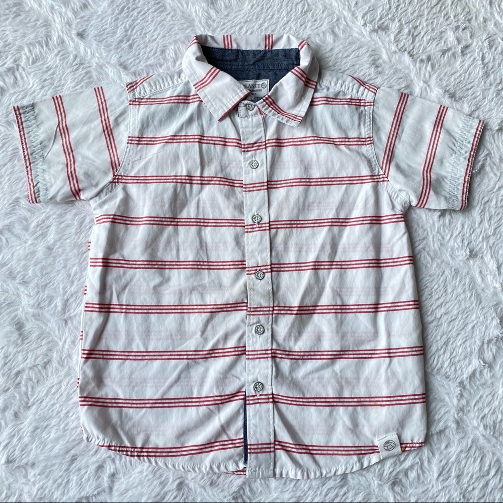 FREE PLANET striped shirt sleeve polo